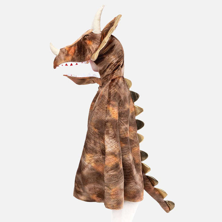 Idée déguisement enfant : cape avec capuche tricératops pour anniversaire dino