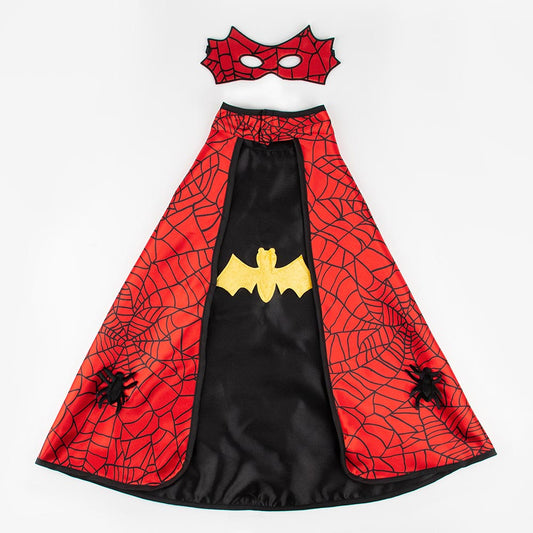Tema de cumpleaños: disfraz reversible de superhéroe batman y spiderman