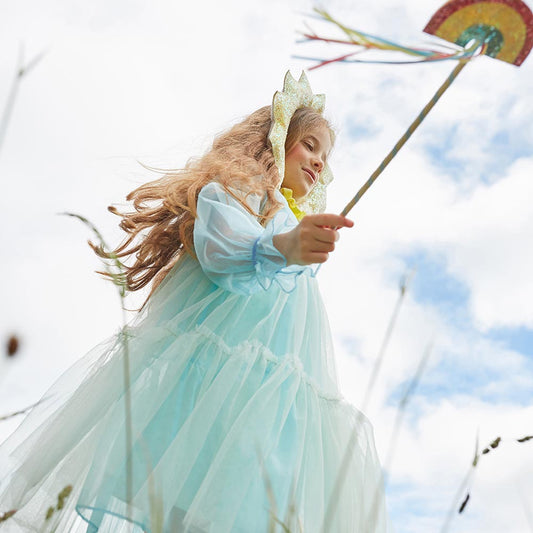 Costume di carnevale per bambina: costume nuvola e copricapo da sole