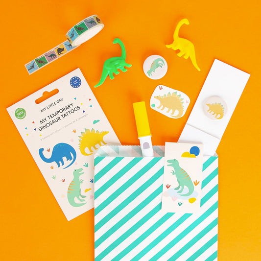 Piccola idea regalo per gli ospiti: kit borsa sorpresa compleanno dinosauro