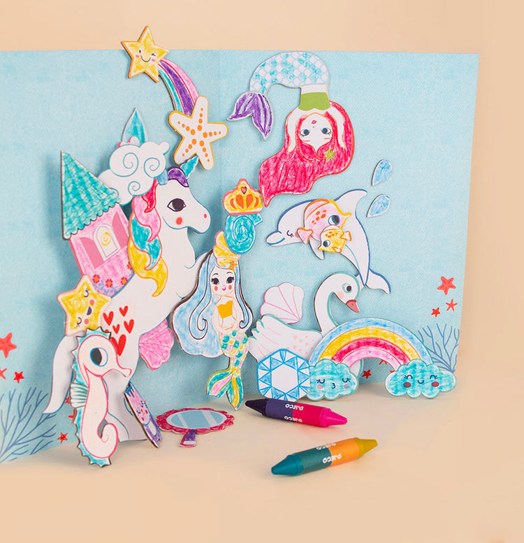 Princess, unicorn and mermaid coloring workshop girl's creative leisure workshop