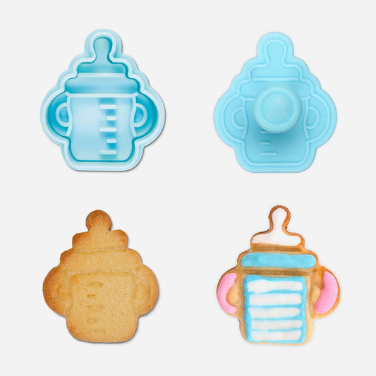 Cookie cutter to make birthday cakes in the shape of baby bottles