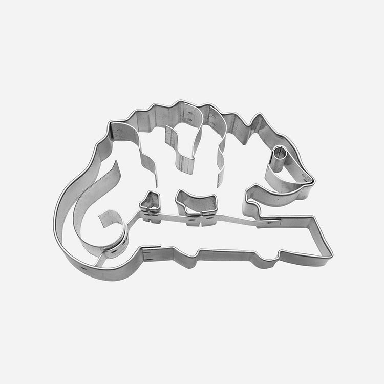 Animal cookie cutter for chameleon birthday cake decoration