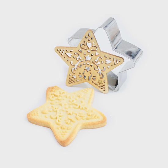 Kit emporte pièce et embosseur à biscuits motifs étoile de noel