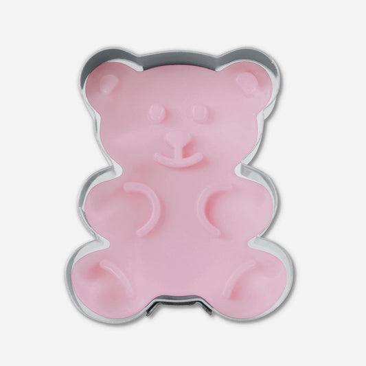 Decoration cookie cutter for birthday cake in the shape of a teddy bear