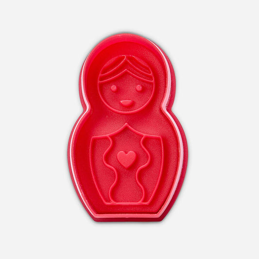 Cookie cutter with pusher for cake in the shape of Russian dolls