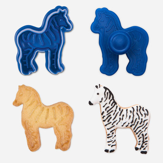 Funny cookie cutter in the shape of a zebra for birthday cake