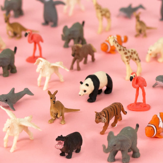 Mini animal figurines for birthday decoration, pinata or gift bag