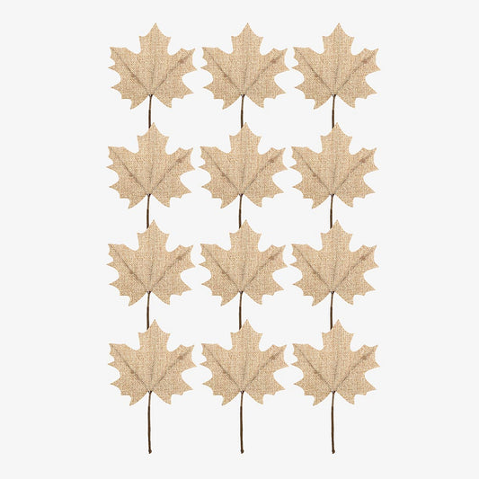 Decoration for autumn: maple leaves in natural fabric