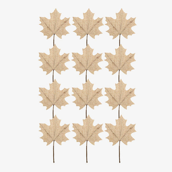 Decoration pour automne : feuilles d'érable en tissu naturel