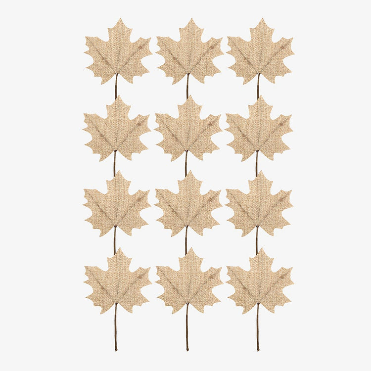 Decoration pour automne : feuilles d'érable en tissu naturel