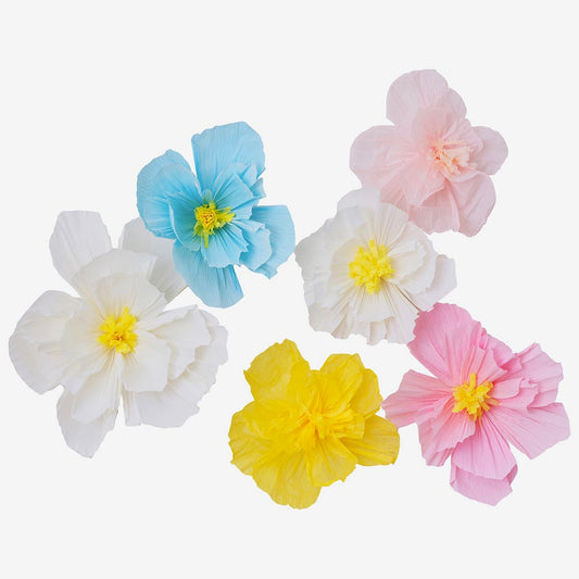 6 flores de papel de seda para decoración de cumpleaños vaiana