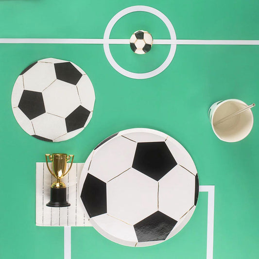 8 platos de cartón de balón de fútbol para decoración de futbolín