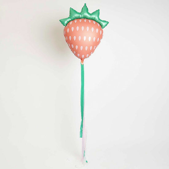 Strawberry helium balloon: summer child birthday decoration