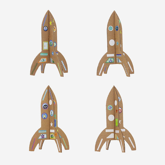 Kit loisirs créatifs : 4 fusées à assembler atelier enfant anniversaire astro