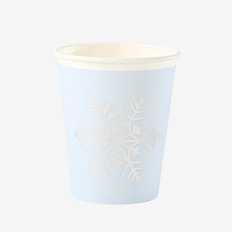 8 vasos de papel de copos de nieve para cumpleaños de Frozen