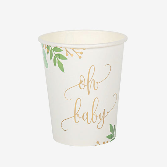 8 gobelets carton oh baby pour décoration baby shower ou gender reveal
