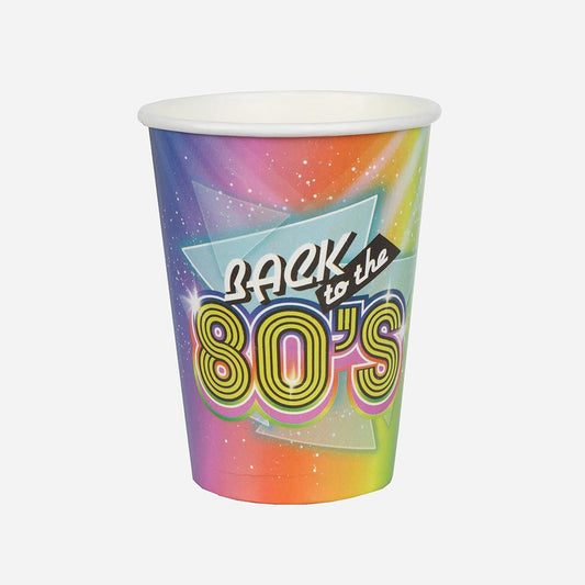 Cups for table decoration for birthday theme 80s