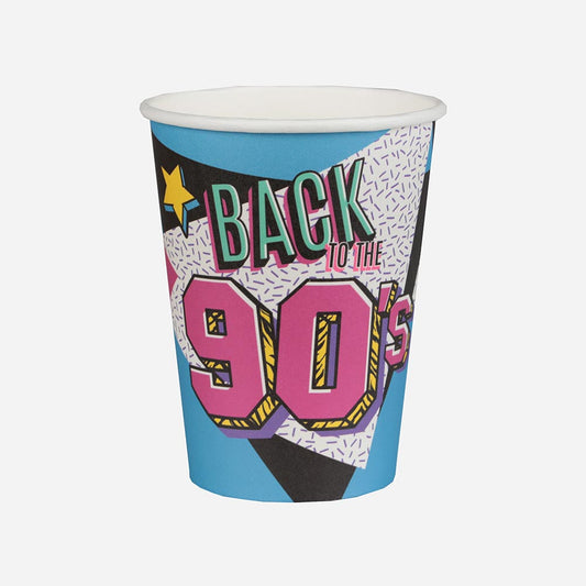 Tazas para decoración de mesa para cumpleaños tema 90s