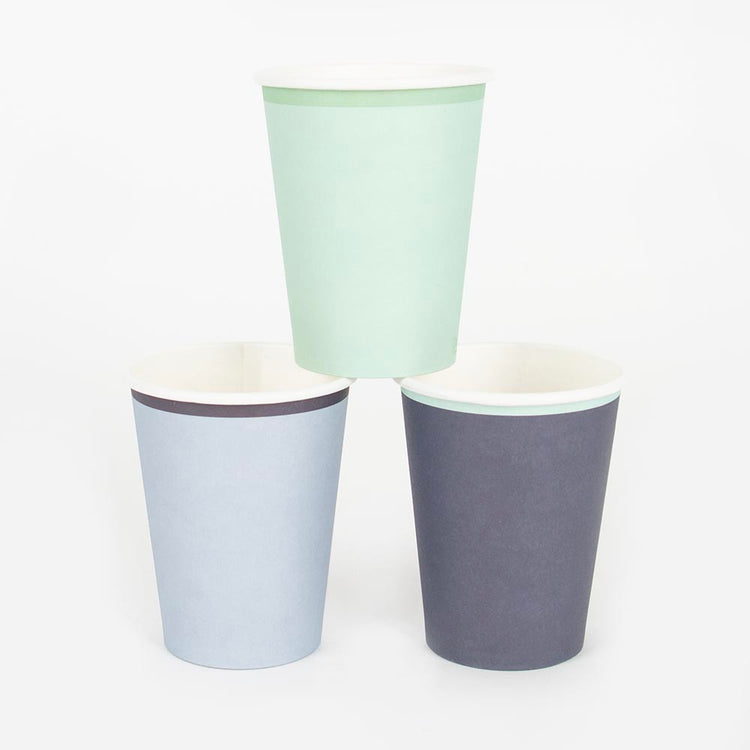 Blue gradient cups for a baby shower or birthday table