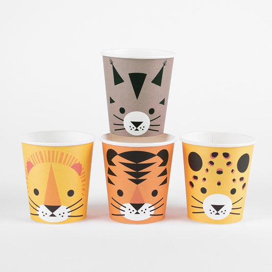 feline jungle animal birthday cups!
