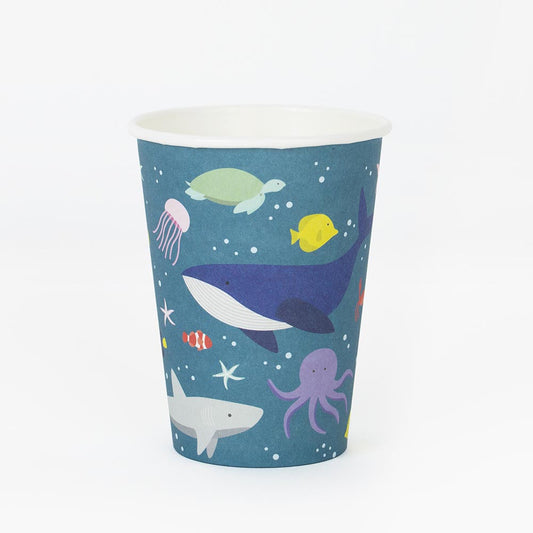 Underwater themed birthday party cups