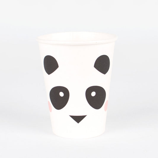 8 panda paper cups for a baby shower or a 2-year-old girl's birthday