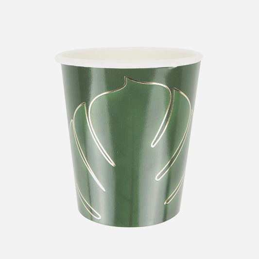 Tropical decor: cardboard cups with tropical leaf print