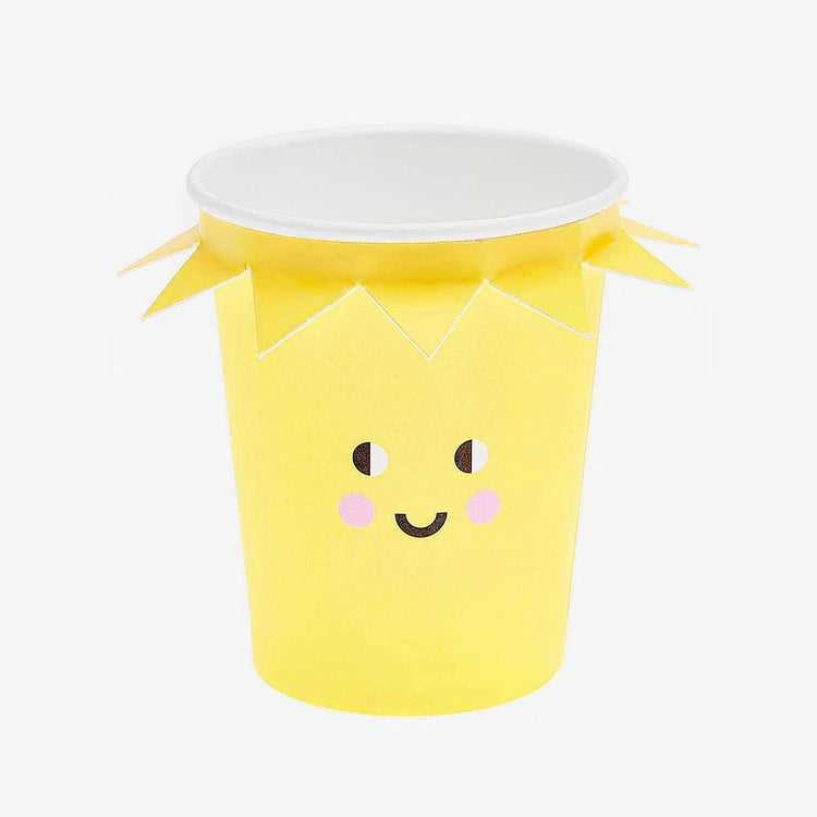 Gobelets en carton forme soleil souriant pour votre table de fete