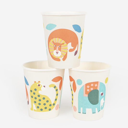 Paper cups child birthday wild animals