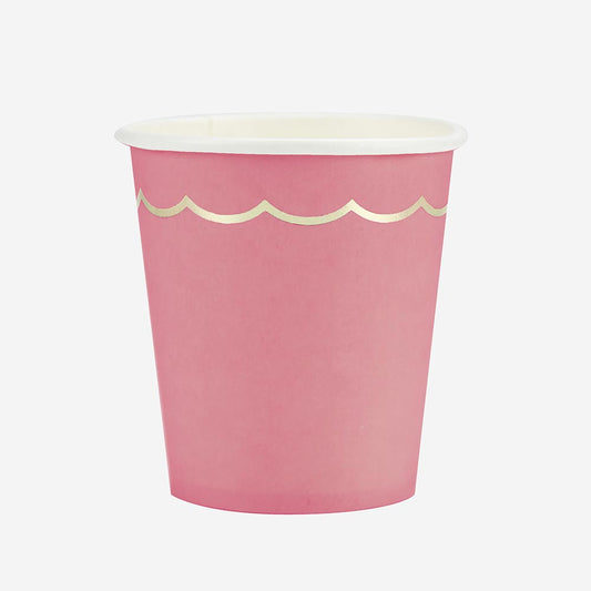 Copa rosa oscuro y friso dorado para cumpleaños de princesa, baby shower niña o evjf