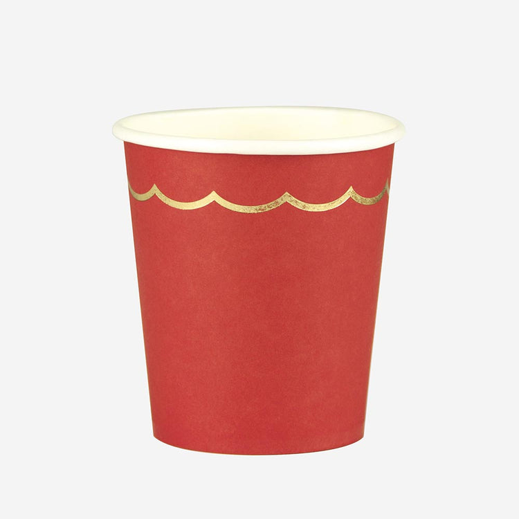 Copa roja y friso dorado para cumpleaños de caperucita roja, decoración de circo o boda