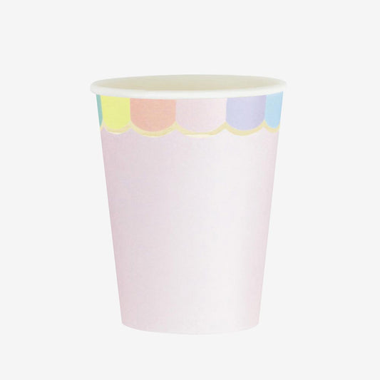 8 pink paper cups for unicorn birthday party or girl's baby shower