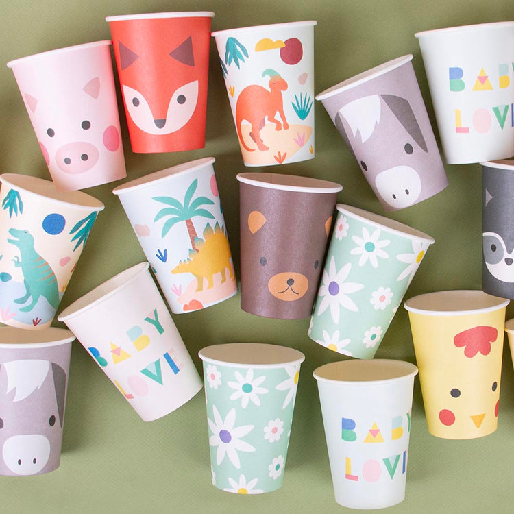 8 paper cups for table decoration baby shower girl
