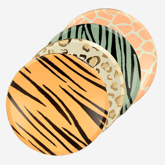 Grades paper plates meri meri safari motifs with animal fur