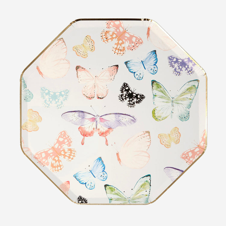 Meri Meri Pastel Butterflies Paper Plates for Girl's Birthday