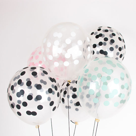 5 ballons de baudruche confettis blancs : decoration fete chic