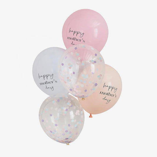 Decoración del Día de la Madre: racimo de globos de rayos de jengibre pastel