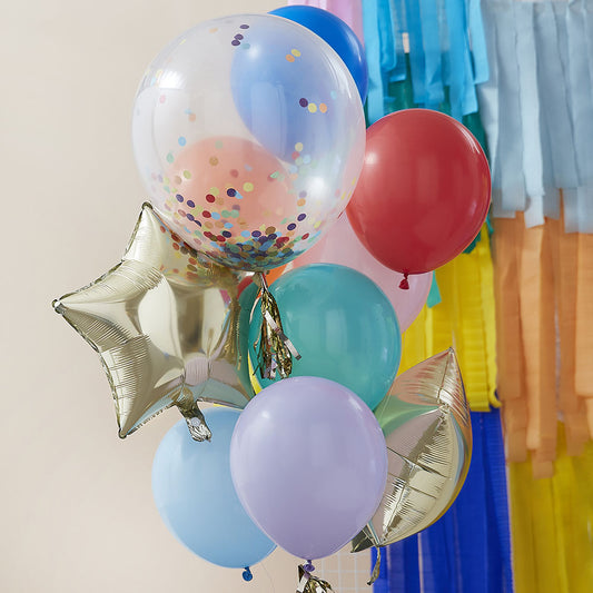 Décoration anniversaire, nouvel an une grappe de 11 ballons multicolores