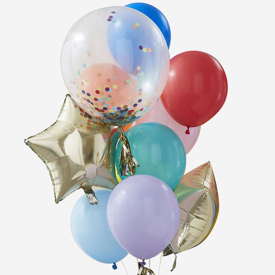 Grappe de 11 ballons multicolores décoration évènement à célébrer