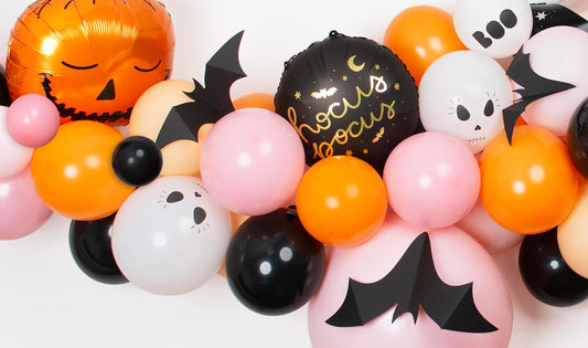 Kit de arco de globos de Halloween rosa y naranja para decoración de fiestas