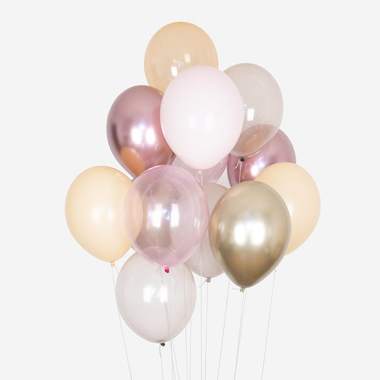Ballons roses et dorés pour décoration anniversaire fille
