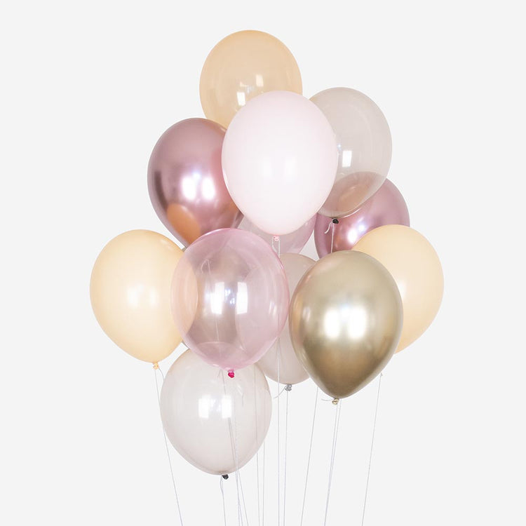 Latex balloon: 5 metallic pink balloons - birthday party decoration