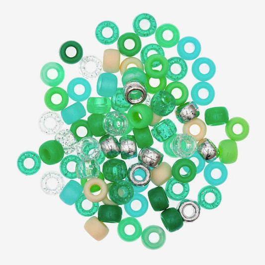80 grosses perles mix vert pour animation anniversaire enfant