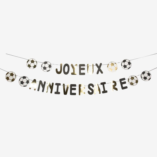 Guirnalda de feliz cumpleaños de fútbol para decoración de cumpleaños de niño