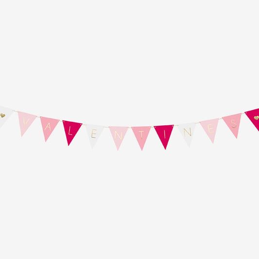 Garland of pink pennants for Valentine's Day decoration