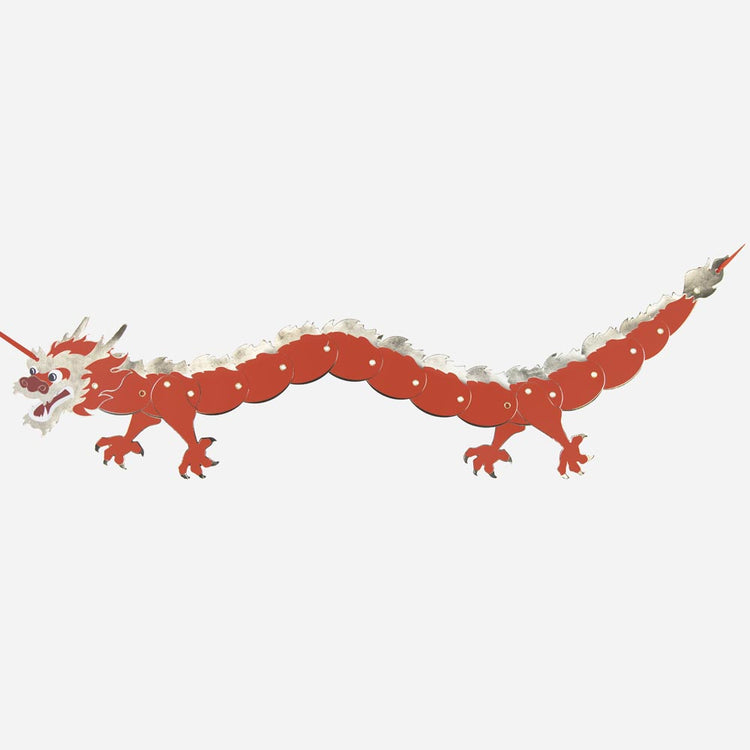 Déco pour le Nouvel an chinois : guirlande dragon articulé rouge et doré