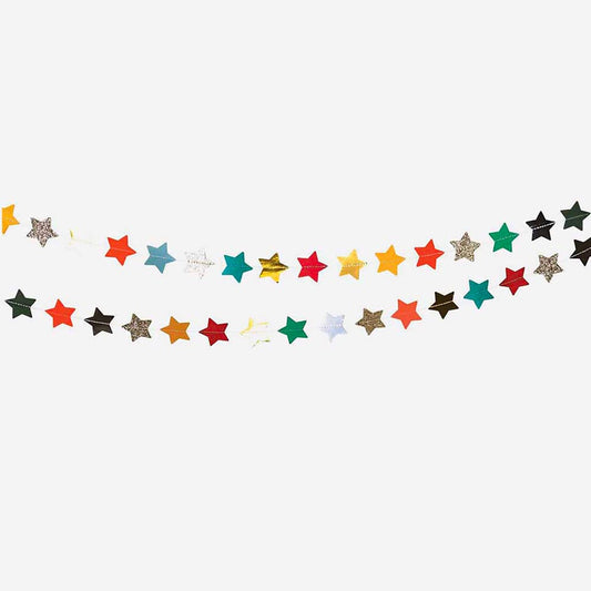 Garland in pay small multicolored stars birthday party decoration