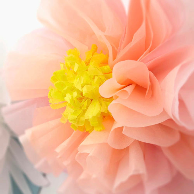 Garland of giant flowers: pink flowers in pastel tissue paper