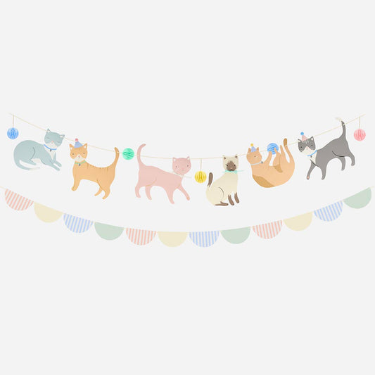 Garland kittens to hang for birthday decoration 1 year